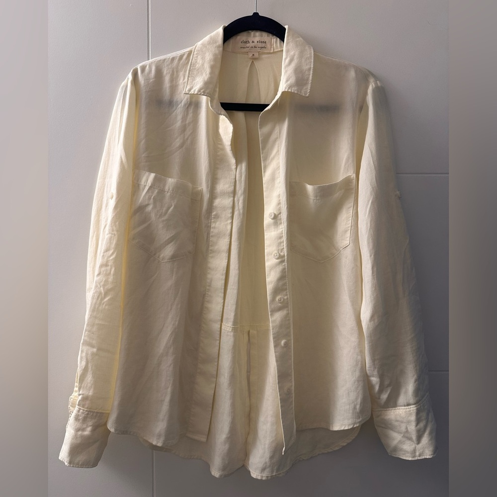 Cloth & Stone Butter Yellow Button Down Blouse
